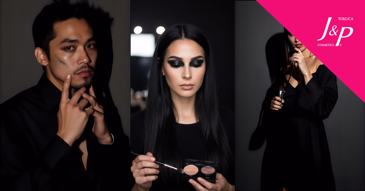 maquillistas profesionales vestidos de negro con smokey eyes